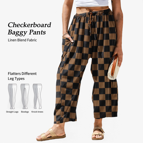 Checkerboard Wide Leg Pants