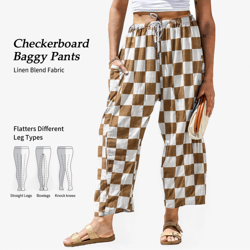 Checkerboard Wide Leg Pants
