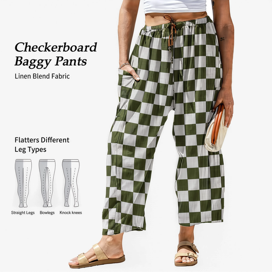 Checkerboard Wide Leg Pants