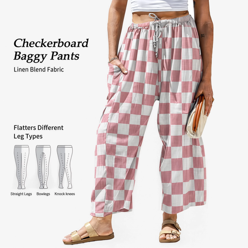 Checkerboard Wide Leg Pants